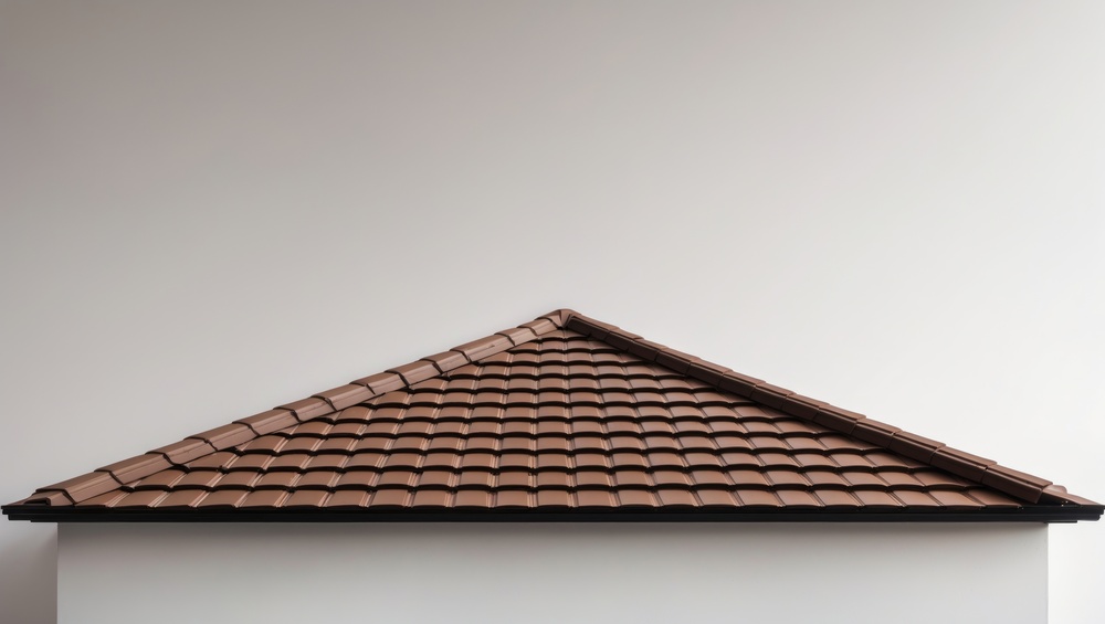 Isolated mockup of hip roof tile pattern with clipping path
